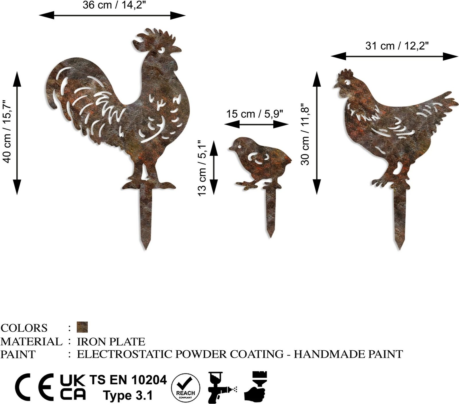 Objekt dekorativ për kopsht, Aberto Design, Fam 11, set prej 3 copash