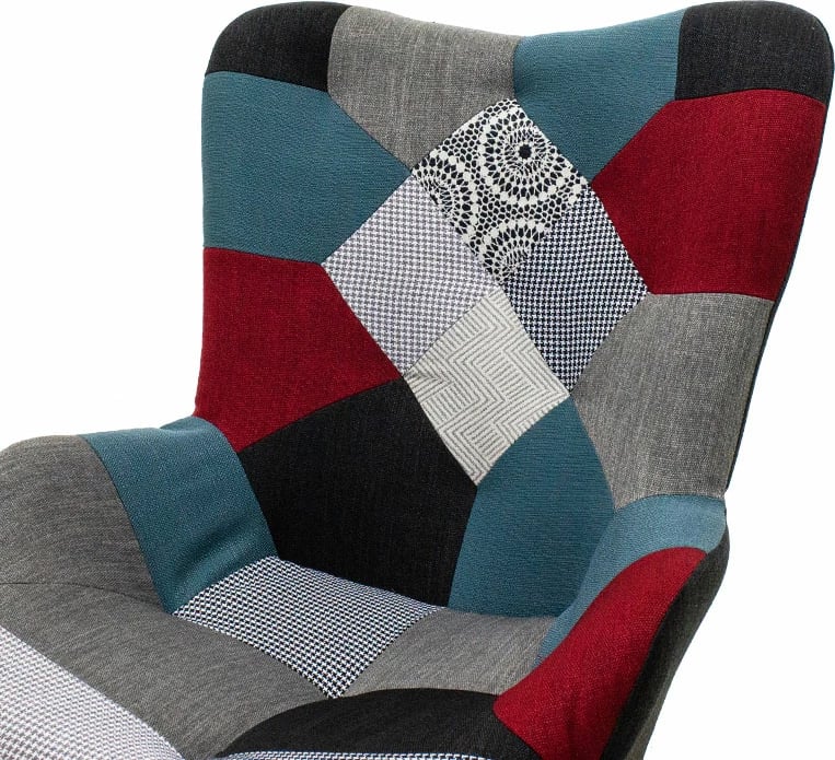 Fotel Kido dizajn retro, patchwork shumëngjyrësh