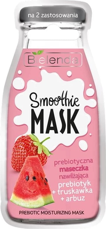 Maskë fytyre për femra Bielenda Smoothie Mask Prebiotic Moisturizing me luleshtrydhe dhe shalqi, 10g