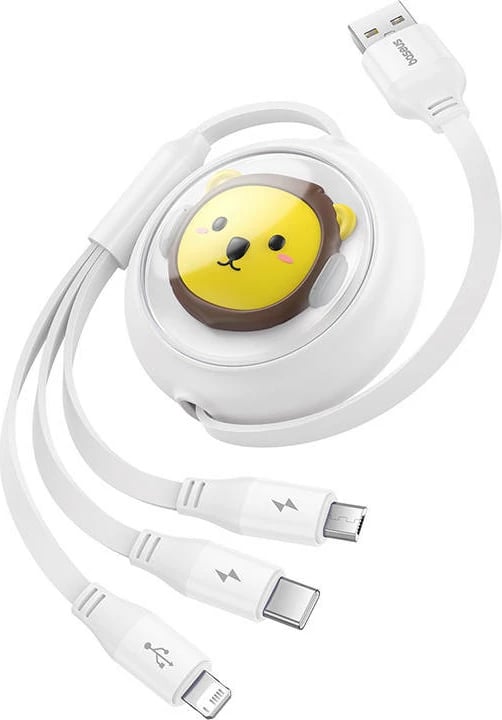 Kabllo karikimi 3-në-1 Baseus P10362900211-00, USB në USB-C, micro USB, Lightning, 1.1m, e bardhë