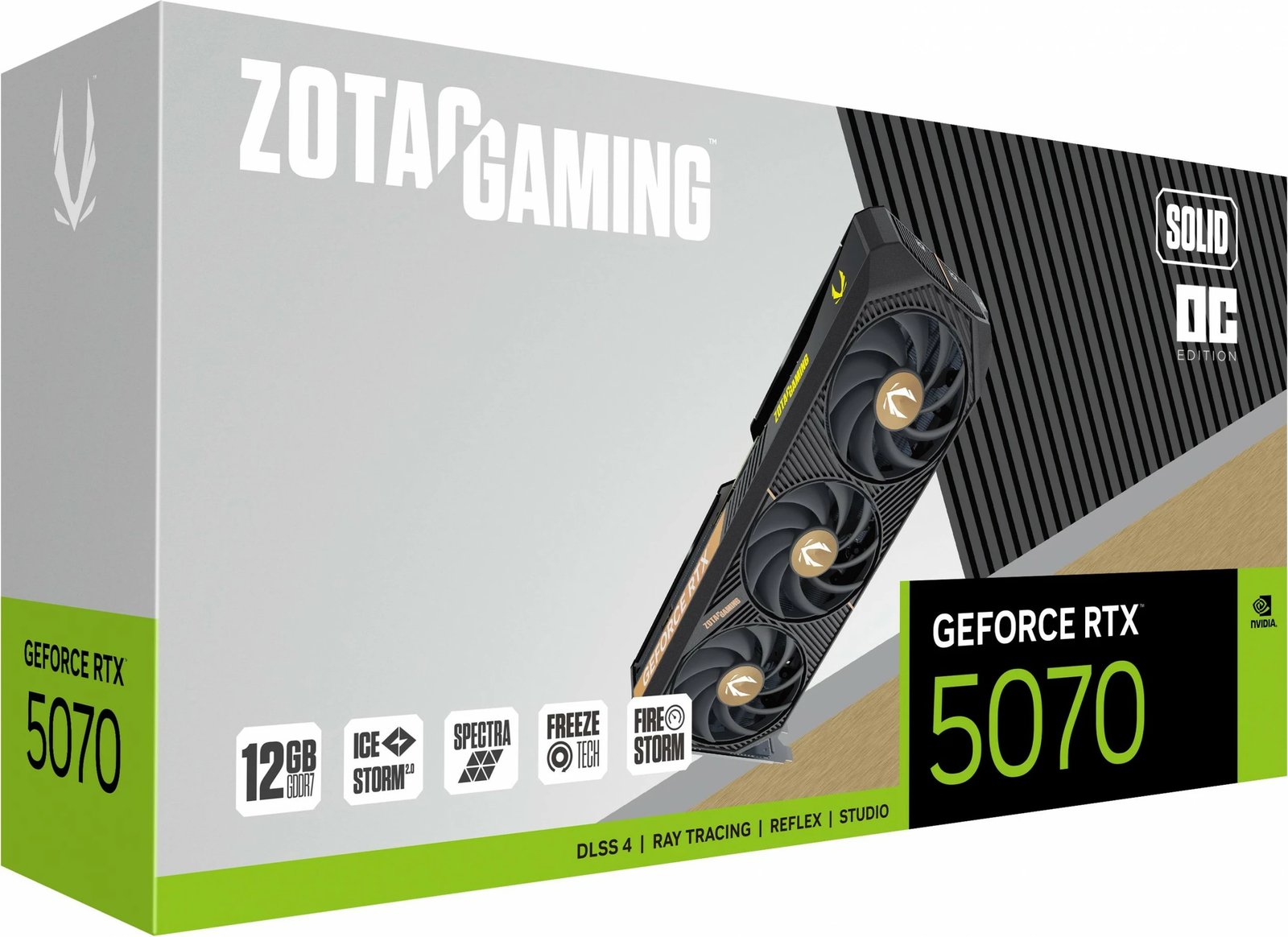 Kartelë grafike Zotac GAMING GeForce RTX 5070 SOLID OC, 12 GB, GDDR7, PCI Express x16 5.0, Multi