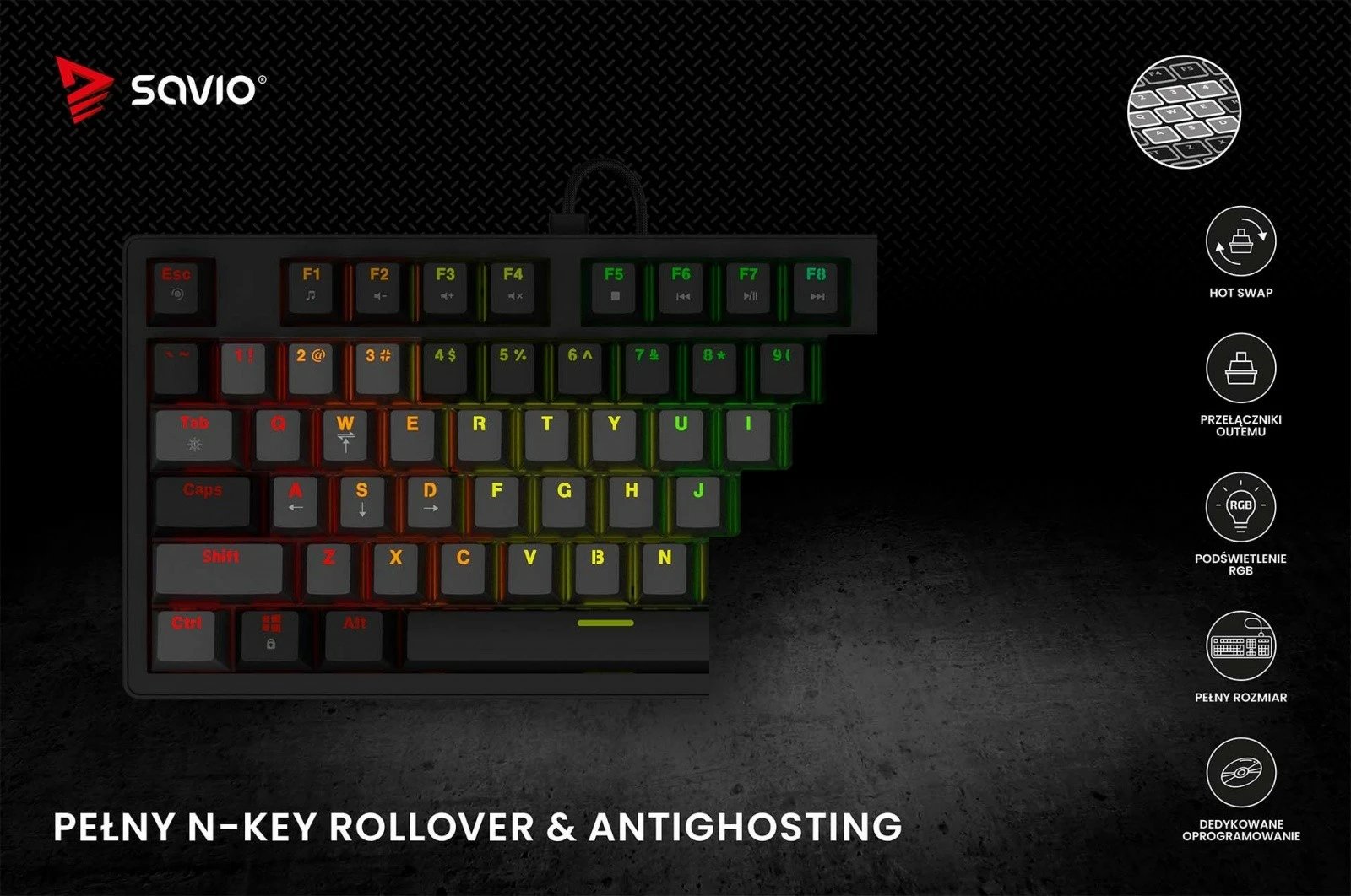 Tastierë mekanike Savio STYX RED, RGB, Hot Swap, me kabllo, e zezë Tastierë mekanike Savio STYX RED, RGB, Hot Swap, me kabllo, e zezë