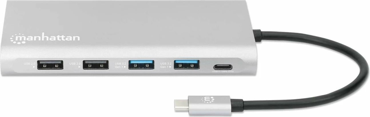 Docking station MANHATTAN 12-in-1, 3x HDMI, 4x USB, USB-C, DP, RJ45, gri