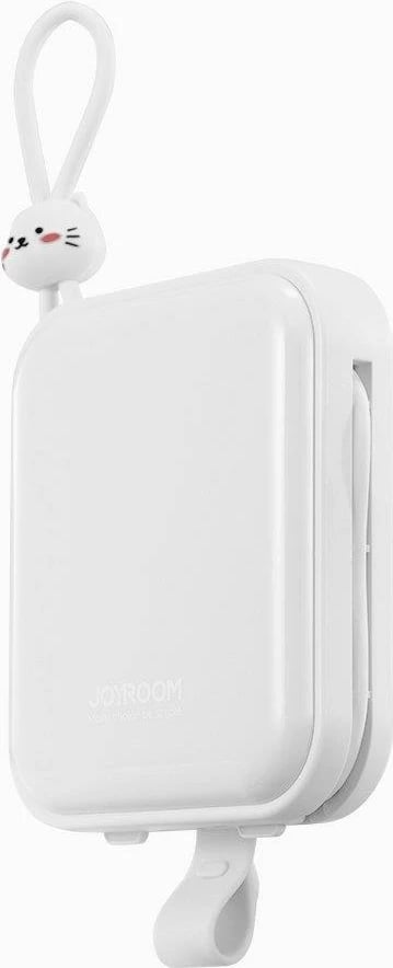 Powerbank Joyroom Cutie Series JR-L008, 10000mAh, 22.5W, me kabllo USB-C dhe Lightning, me stand, Bardhë