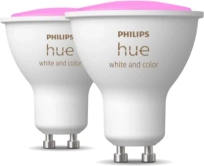 Llamba LED Philips Hue GU10 RGBW 4.3W BT, paketë me 2 copë