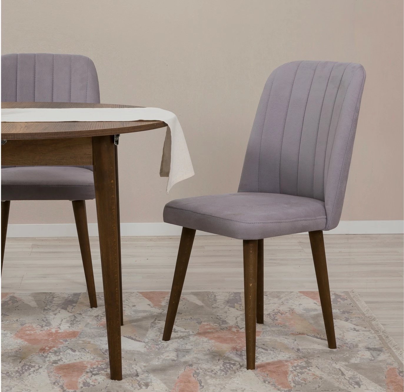 Set tavoline me karrige për ngrënie, zgjatues, 3 pjesë, Skye Decor Vina 0701, ngjyrë arre, gri