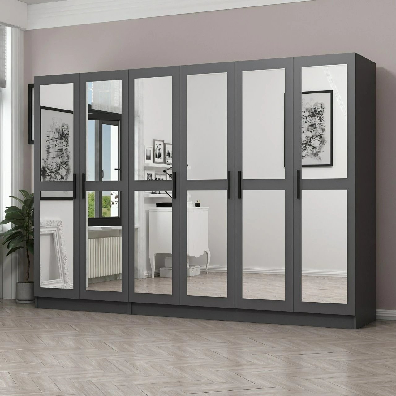 Dollap për dhomë gjumi, ngjyrë antracit, Skye Decor, 4989