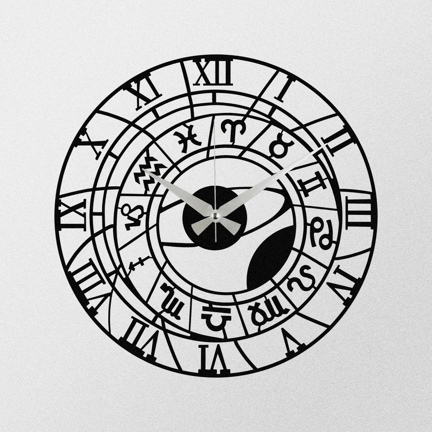 Orë muri dekorative prej metali, Wallity Enzoclock - S025, e zezë, 48x48cm