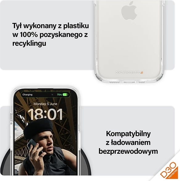 Mbështjellës PanzerGlass HardCase me D3O për iPhone 15 Pro, transparent