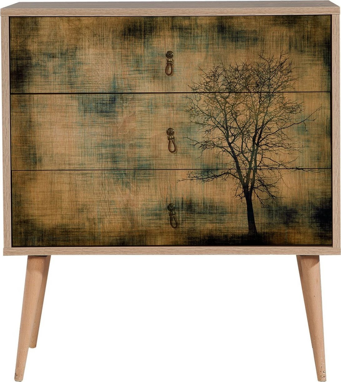 Komodë Hanah Home, Trio, ngjyrë lisi Sonoma, 3 sirtarë