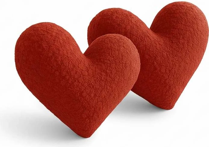 Jastëk zemër i vogël, teddy, ngjyrë e kuqe, Evila Originals