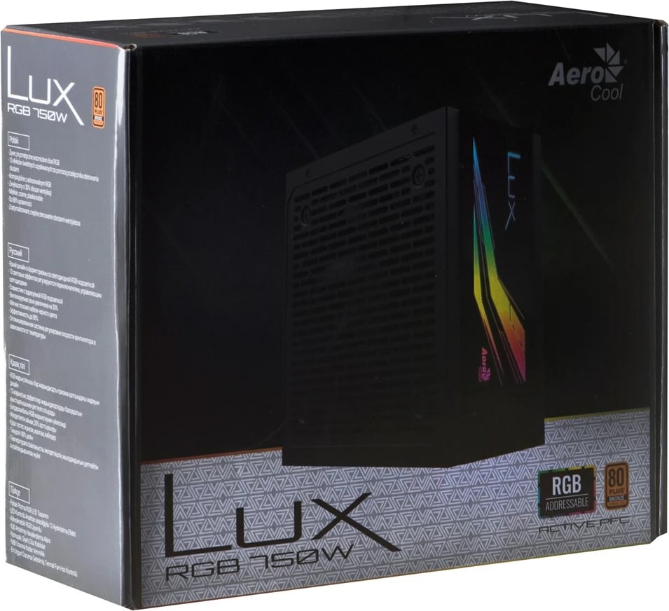 Furnizues energjie Aerocool Lux RGB, 750W, e zezë