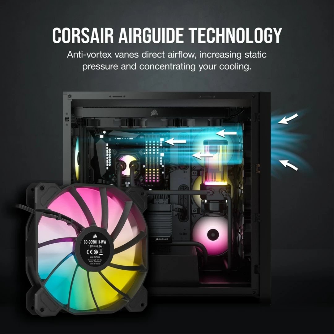 Ventilator për kasë Corsair SP140 RGB ELITE, 14 cm, i zi Ventilator për kasë Corsair SP140 RGB ELITE, 14 cm, i zi