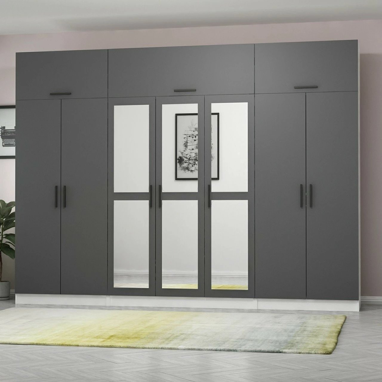 Dollap rrobash Skye Decor, anthracite dhe i bardhë, 5254