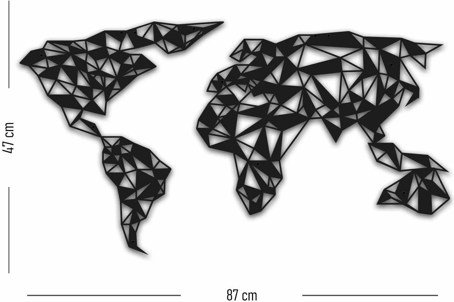 Aksesor dekorativ metalik për mur Wallity, MT - 018, ngjyrë e zezë, 87x47cm