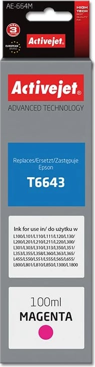 Ngjyrë zëvendësuese Activejet AE-664M për printer Epson, 100 ml, e vjollcë