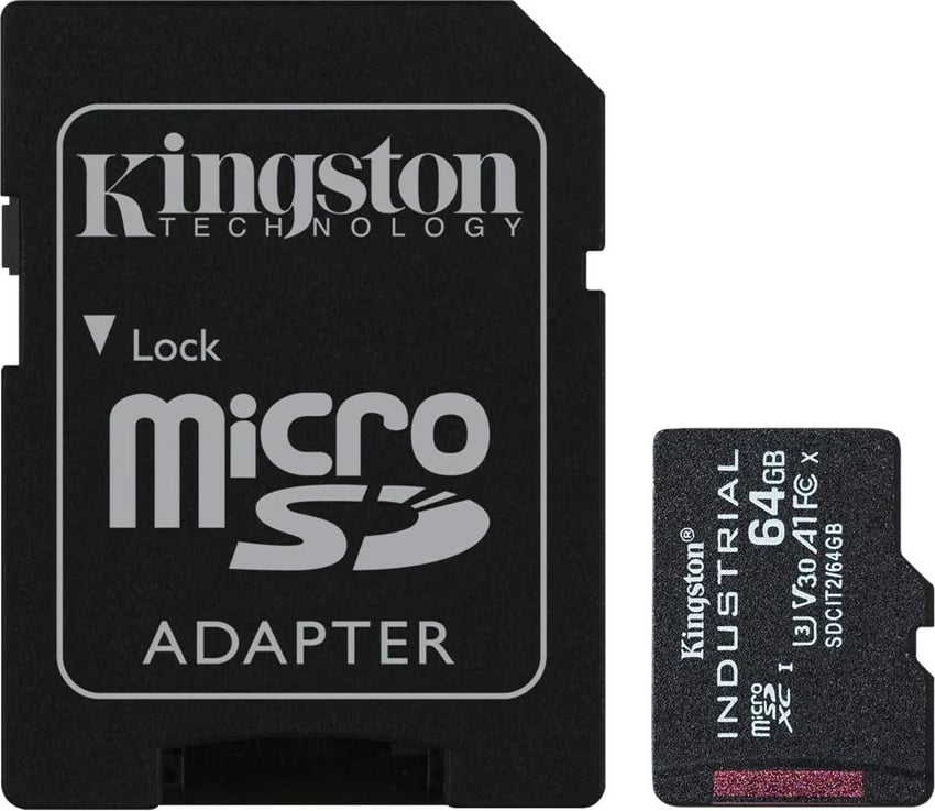 Kartelë memorie Kingston Industrial MicroSDXC 64 GB me adapter, e zezë
