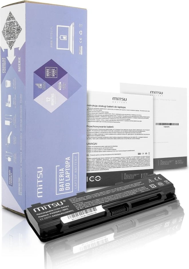 Bateri Mitsu BC/TO-C850 për Toshiba C850, L800, S855, 4400 mAh, 11.1V, e zezë