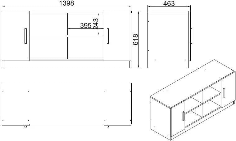 Dollap multifunksional, ngjyrë arr dhe antracit, Hanah Home, Vo6-Ba