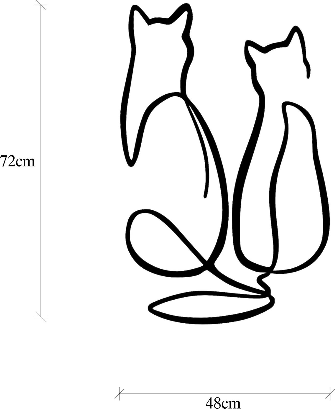 Aksesor dekorativ metalik për mur, çift mace dashuri