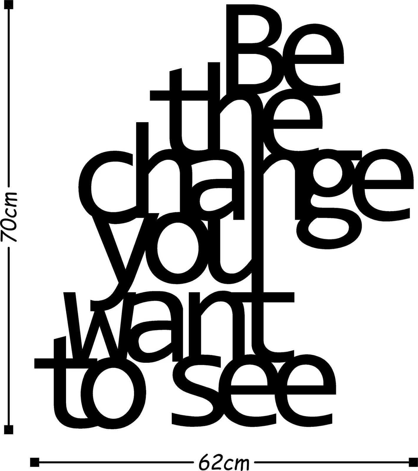 Aksesor dekorativ metalik për mur, Wallity, Be The Change You Want To See, ngjyrë e zezë