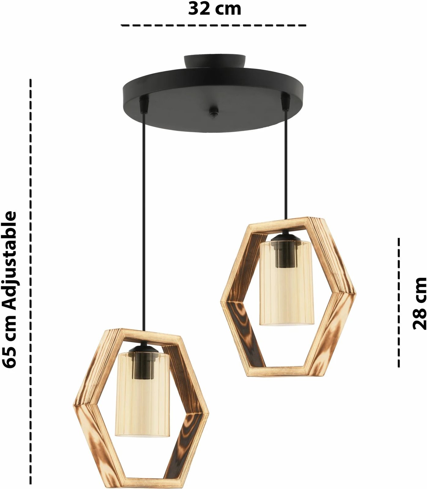 Llambë tavani Opviq, Hexagon Double B, xham