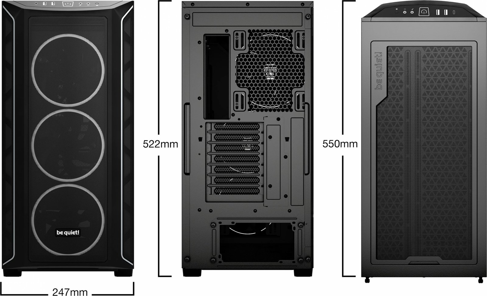 Kasë Be Quiet! Shadow Base 800 FX Black, Midi Tower, PC, ATX, EATX, micro ATX, Mini-ITX, e zezë