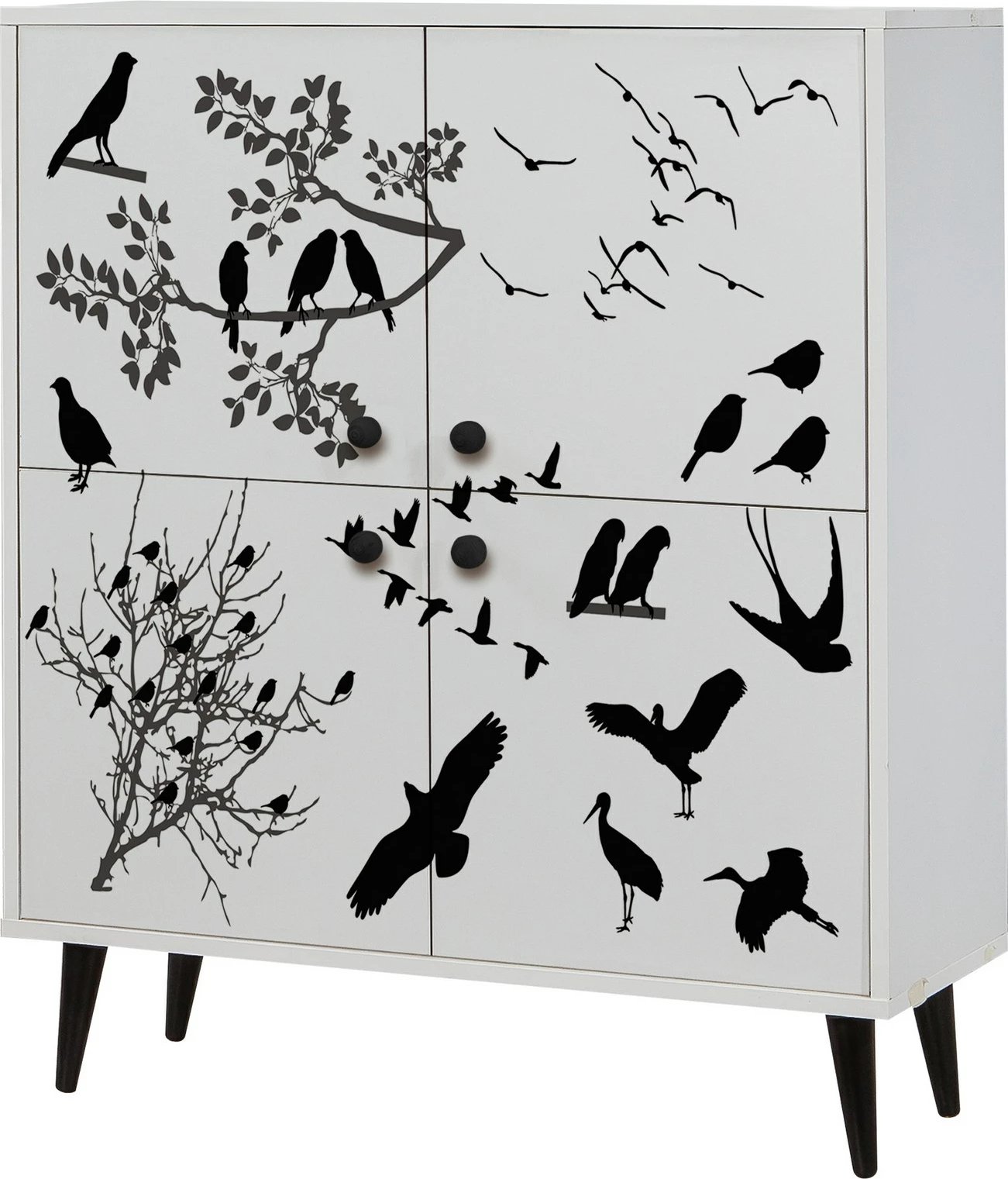 Dollap multifunksional Hanah Home, Multilüx Manyas, bardhë e zi, 95x111x36cm