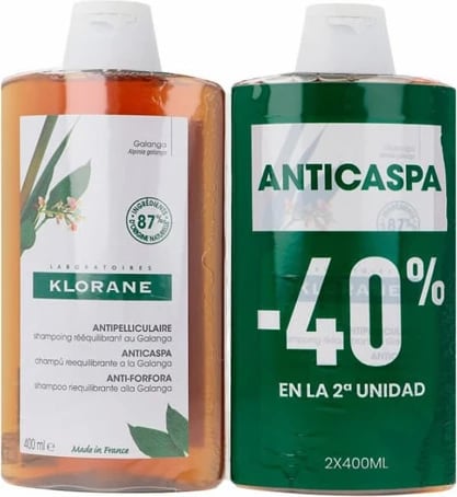Shampon për flokë Klorane Galanga duplo unisex 2x400ml