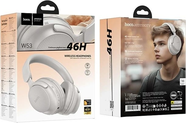 Kufje HOCO W53 Tone wireless, Bluetooth, gri