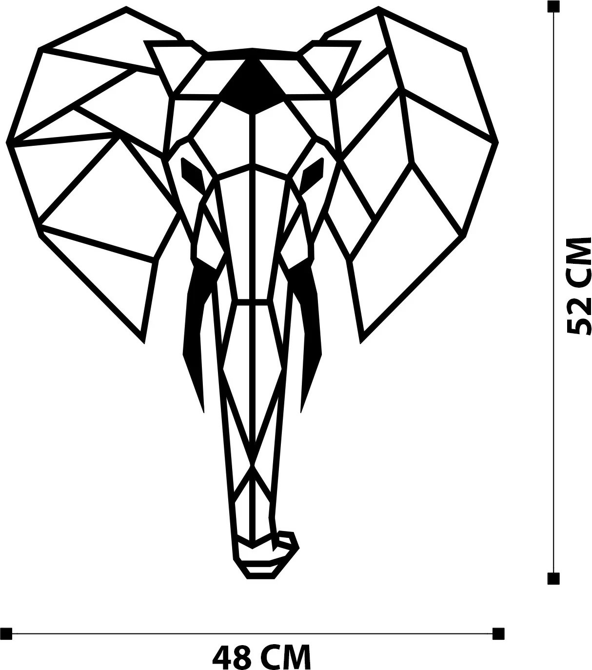 Dekor metalik për mur, elefant, ngjyrë e zezë, Wallity, 45x52cm
