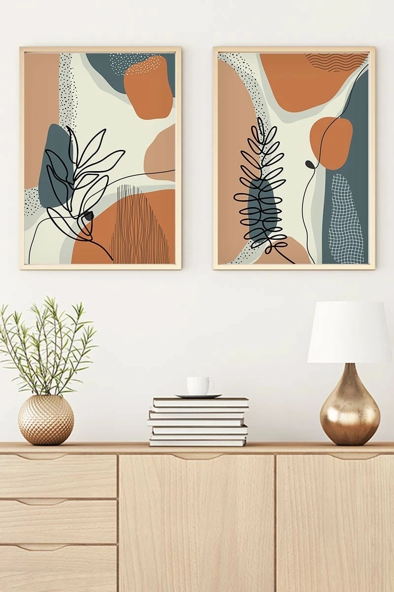 Pikturë dekorative me kornizë MDF (2 copë), Wallity, Huhu35, 70x50 cm