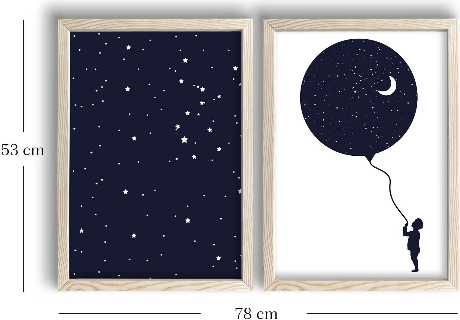 Pikturë dekorative me kornizë MDF (2 copë), Wallity, 2P3853KCT-001, ngjyrë kaltër e errët dhe e bardhë