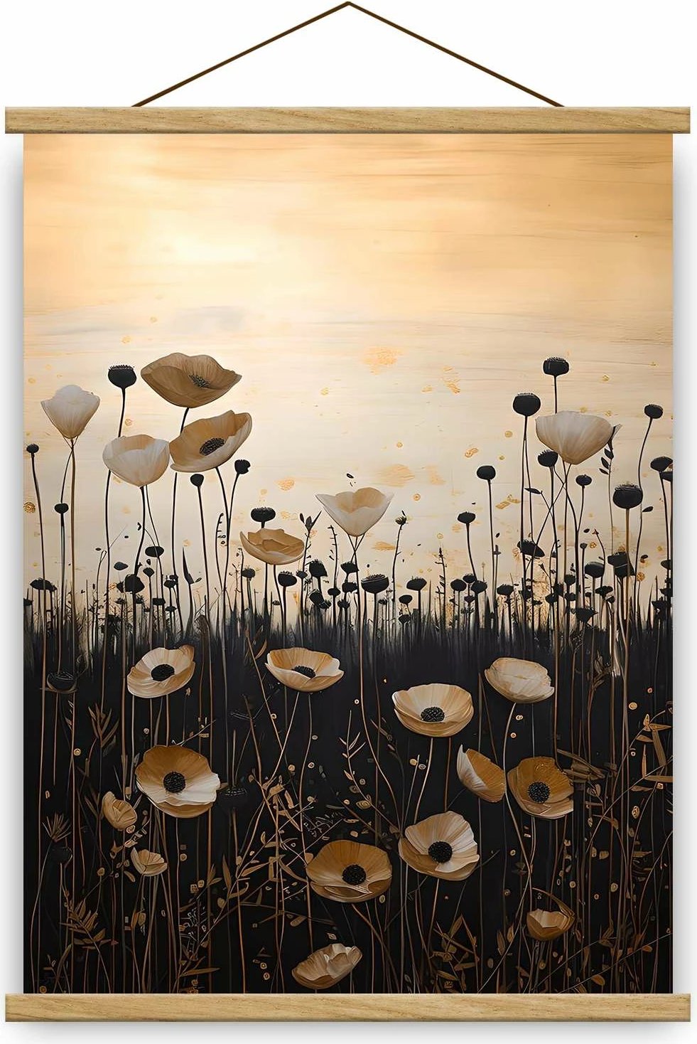 Pikturë dekorative me kornizë, Wallity, MRG68, ngjyrë ari, e zezë, argjend, 50x70cm