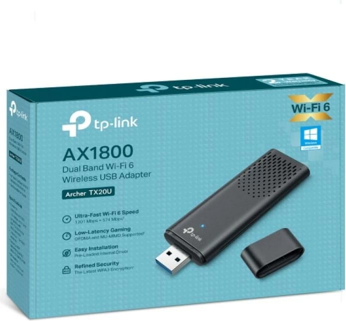 Adapter Wi‑Fi USB, TP-Link Archer TX20U, dongle WLAN, e zezë