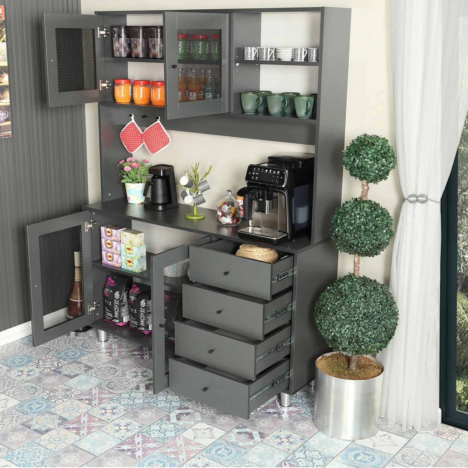 Dollap multifunksional Hanah Home, Grano 140, antracit