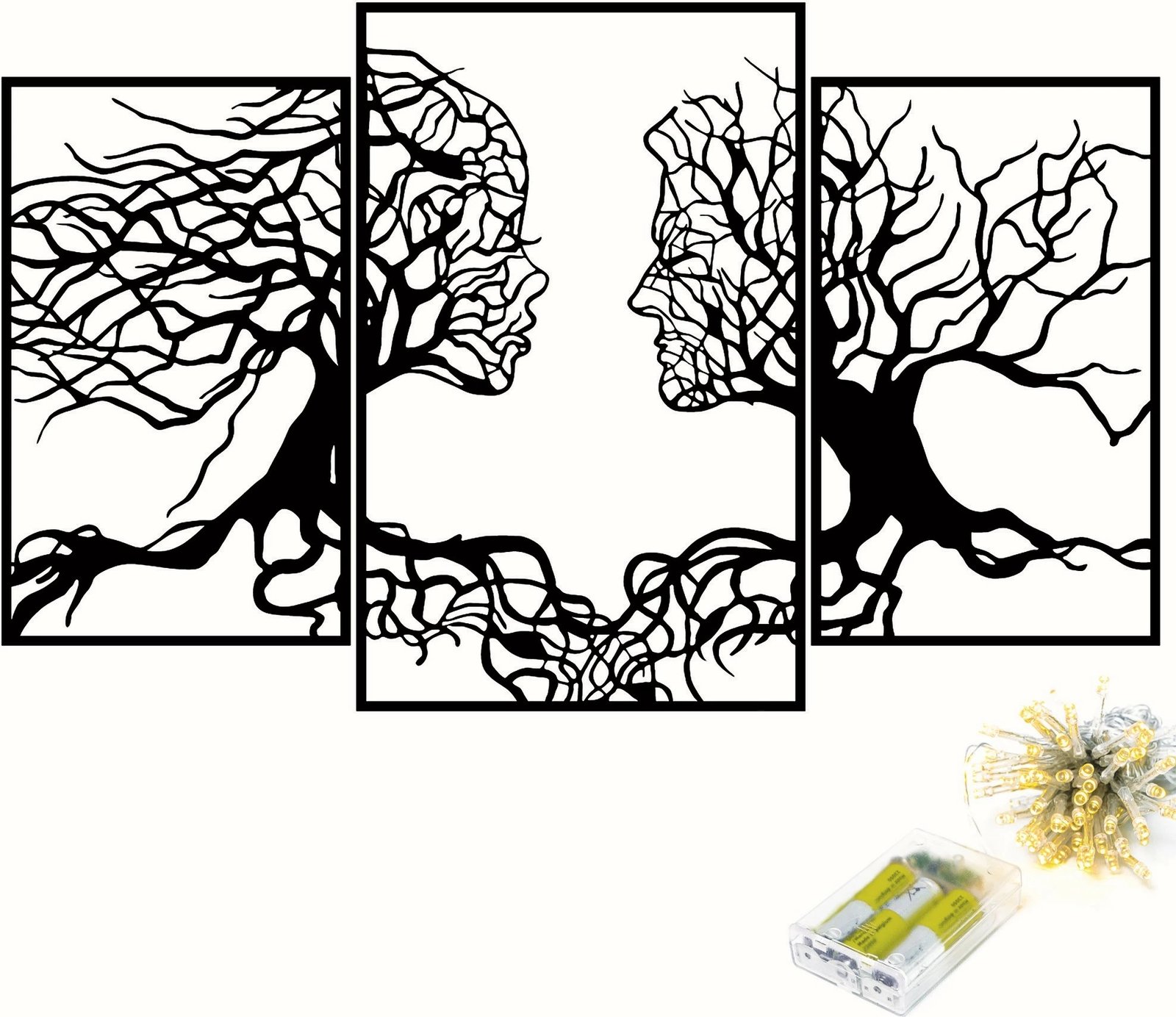 Aksesor dekorativ metalik për mur, Wallity, Tree Person 499, ngjyrë e zezë, 71x116cm