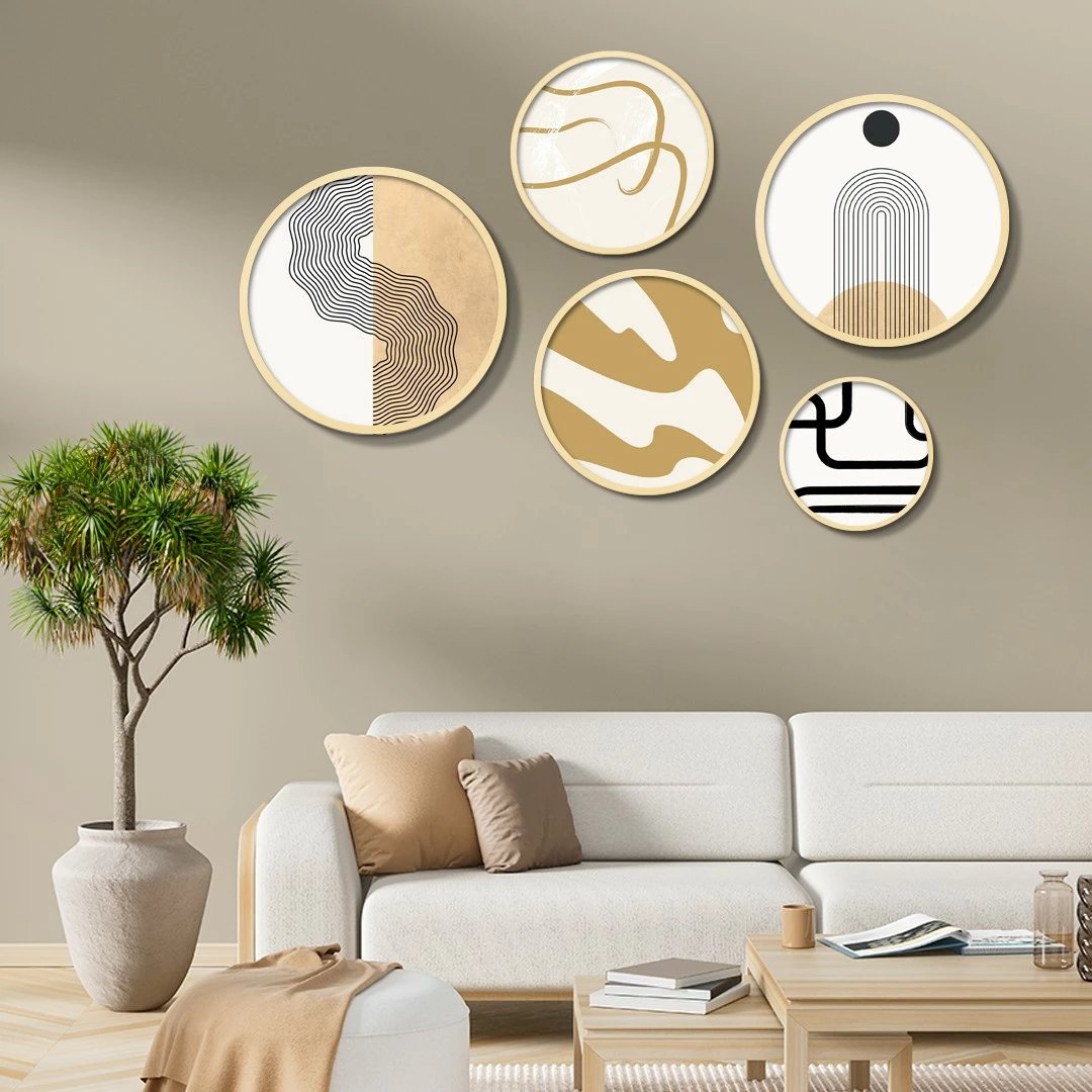 Set pikturash dekorative me kornizë MDF (5 copë), Wallity, Yats-06