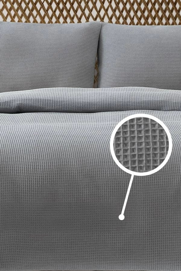 Batanije Double Pique, waffle, ngjyrë gri, 200x220cm