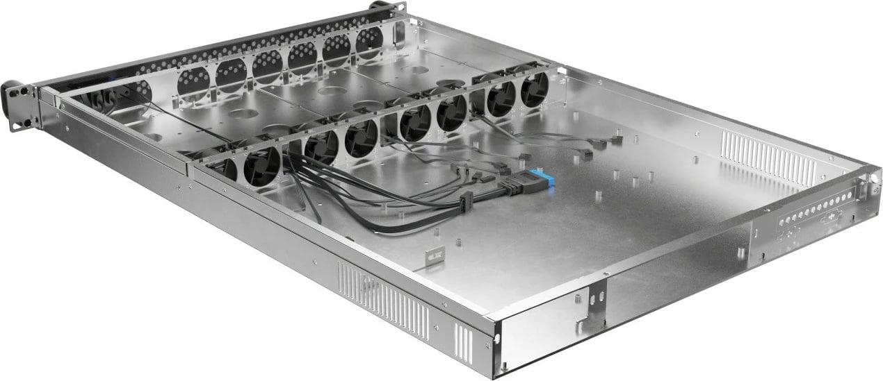 Kasë server RACK 19" 1U, Lanberg SC01-6501-12B, për E-ATX/ATX/mATX/ITX, 8x40 mm PWM, deri 6 disqe, PSU FLEX deri 330 mm, e zezë metal