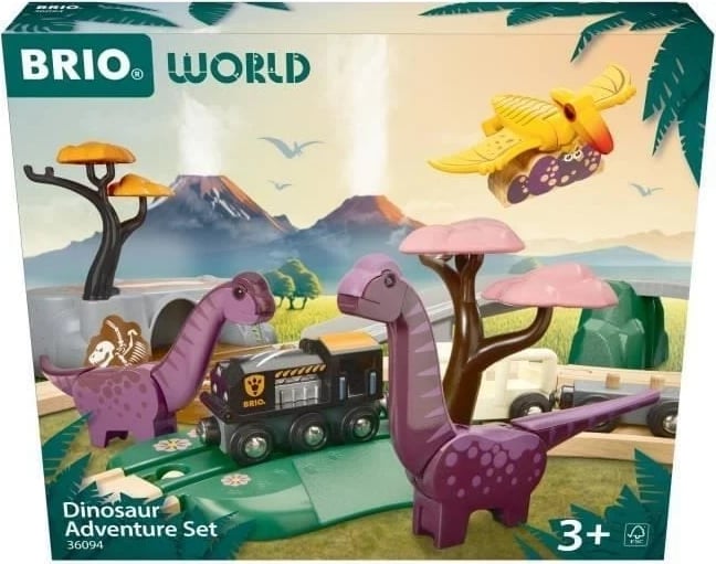 Set aventurë dinosaurësh Ravensburger BRIO, dru, për fëmijë