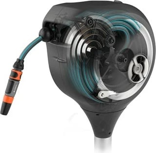 Kasetë automatike për zorrë uji Gardena RollUp M, 20m, 0-360°, e zezë/gri