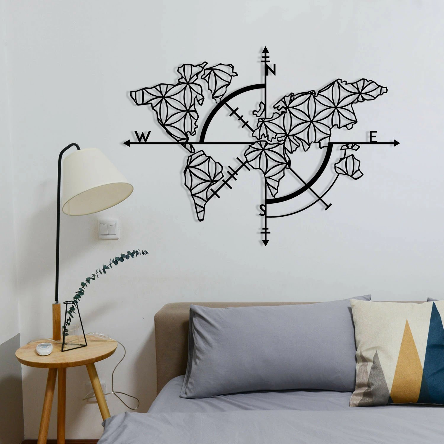 Aksesor dekorativ metalik për mur, Wallity Ritorno, ngjyrë e zezë, 97x70cm