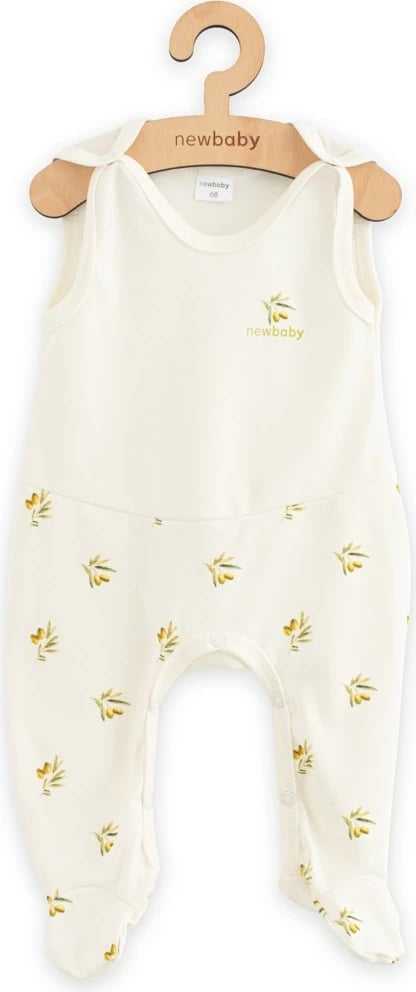 Tutina bebe, NEW BABY, Olives, 100% pambuk organik, madhësia 56 (0-3m), bezhë