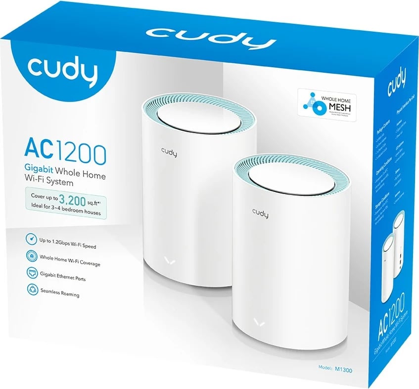 Sistem Wi-Fi Mesh Cudy M1300, 2-pack, AC1200, i bardhë