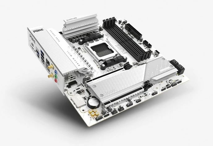 Pllakë amë Sapphire PURE B850M WIFI, Socket AM5, micro ATX, E bardhë