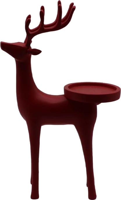 Mbajtës qirinjsh për festat e fundvitit, formë dreri, ngjyrë e kuqe, 20x10x36 cm