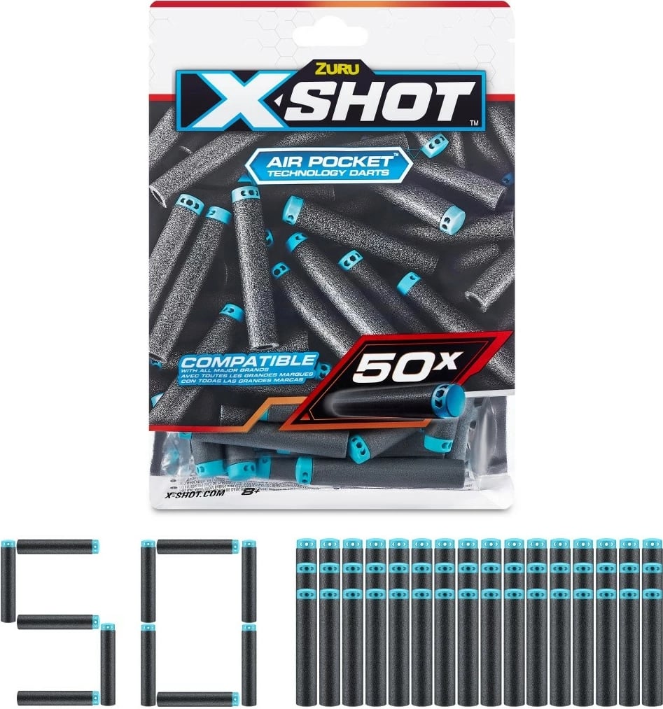 Set shigjeta shkumë ZURU X-Shot Excel, 50 copë, Azure/Black