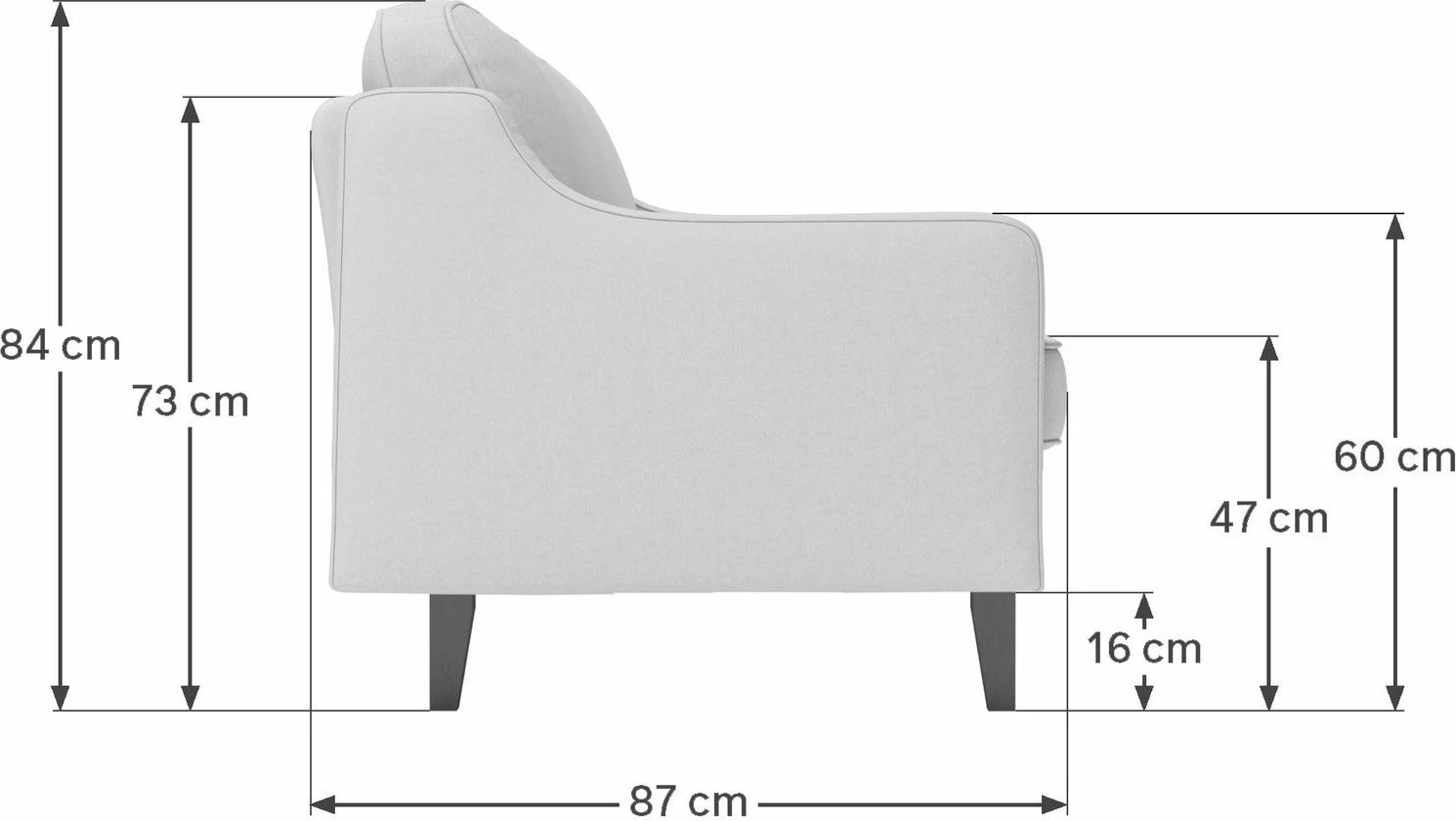 Karrige një vendëshe Robin, ngjyrë obsidian, këmbë druri, Atelier del Sofa