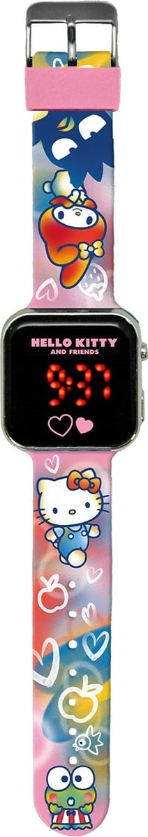Orë dore LED Kids Euroswan Hello Kitty HK50151, shumëngjyrëshe, për vajza